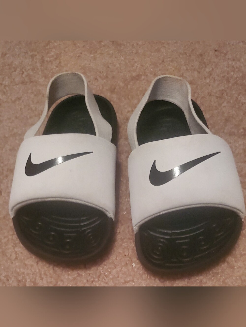 Nike White and Black Slide Sandals